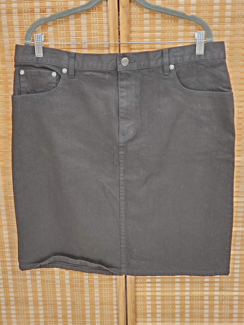 ♤ LRL Ralph Lauren Black Denim Mini Skirt Size 16
